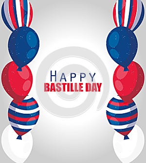 France balloons of happy bastille day vector design