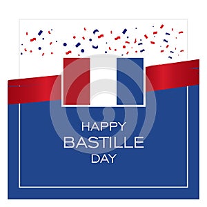 France Bastille Day celebration card design. French national day vector illustration with flag