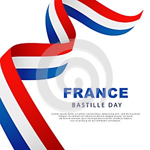 France. Bastille Day. A fluttering ribbon in the colors of the flag of France. A national holiday. Vector illustration
