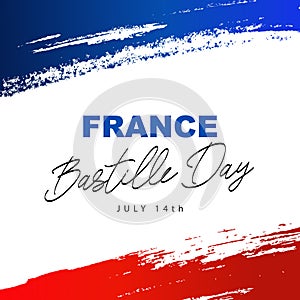 France. Bastille Day - July 14th. Hand-drawn strokes of blue and red paint. National holiday. Vector illustration