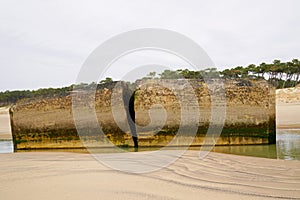 France blockhouse blockhaus profile view broken by aged and tidal photo