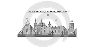 France, Bordeaux city skyline isolated vector illustration, icons