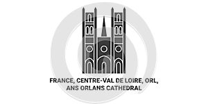 France, Centreval De Loire, Orl, Ansorlans Cathedral travel landmark vector illustration