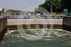 France Chatou Closed lock at dam on Seine River  847663