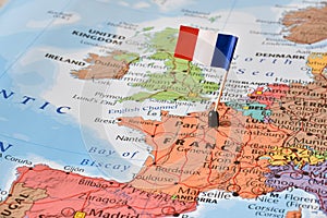 France flag on map, concept image - world hot spot photo