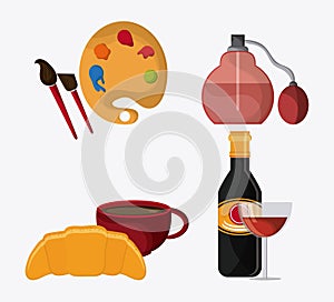 France design. food, perfum and palette icon. graphic