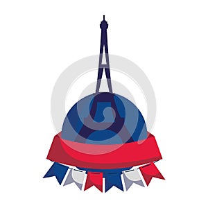 France eiffel tower with ribbon and banner pennant vector design