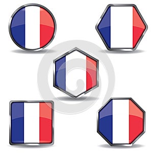 france flag buttons collection. Vector illustration decorative design