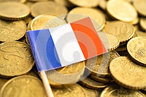 France flag on coins money, finance and accounting, banking concept