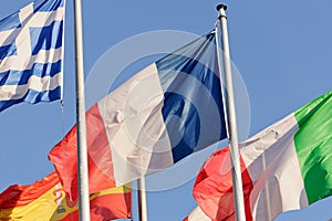 France Flag European Parliament building in Strasbourg