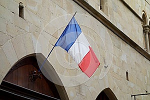 France flag on a facade in Corde Sur Ciel