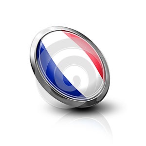 France flag glass button