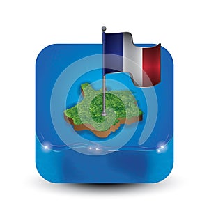 france flag hoisted on map. Vector illustration decorative design