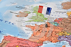 France flag on map, concept image - world hot spot