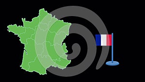 France Flag and Map Shape Animation