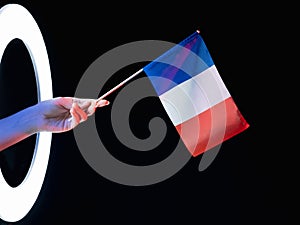 france flag patriotic symbol hand tricolor black