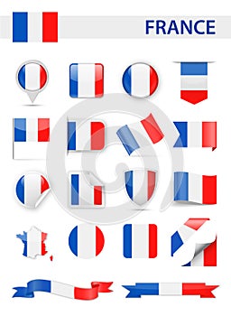 France Flag Vector Set