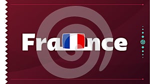 France flag and text on 2022 football tournament background. Vector illustration Football Pattern for banner, card, website.