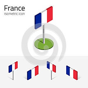 France flag, vector set of 3D isometric icons