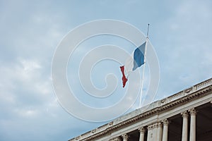 France flag waving on top of administrative building