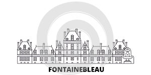 France, Fontainebleau Landmark line travel skyline set. France, Fontainebleau Landmark outline city vector illustration