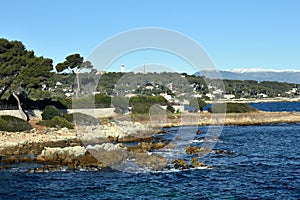 France, french riviera, Antibes cape, the Garoupe`s lighthouse.