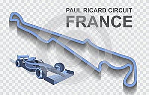 France grand prix race track for Formula 1 or F1. Detailed racetrack or national circuit