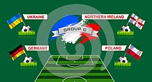 France Group C Soccer Championship with flags of european countries participating to the final tournament