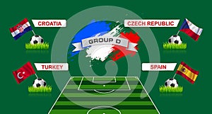 France Group D Soccer Championship with flags of european countries participating to the final tournament