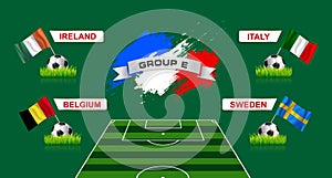 France Group E Soccer Championship with flags of european countries participating to the final tournament