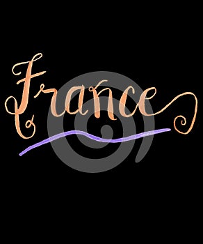 France handlettered calligraphy