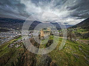 France, Hautes-Pyrenees, Gave de Pau, Luz-Saint-Sauveur, medieval castle of Sainte-Marie, 10th century