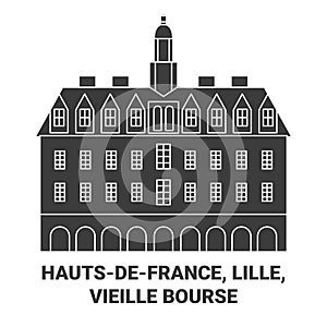 France, Hautsdefrance, Lille, Vieille Bourse travel landmark vector illustration
