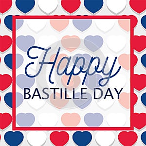 France hearts background of happy bastille day vector design