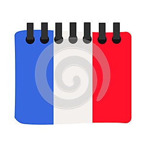 France Holiday Calendar Symbol With Flag Stripes Illustration