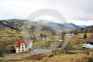 France, La Bresse - panoramic view on hills and mountains in the Vosges Regional Park