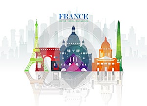France Landmark Global Travel And Journey paper background. Vector Design Template.used for your advertisement, book, banner,