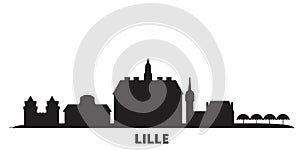 France, Lille city skyline isolated vector illustration. France, Lille travel black cityscape