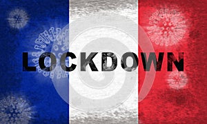 France lockdown preventing ncov epidemic or outbreak - 3d Illustration photo
