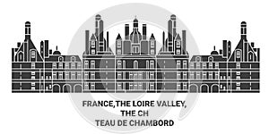 France,The Loire Valley, The Chteau De Chambord travel landmark vector illustration