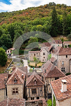 France, Lot, Saint-Cirq-Lapopie, labelled Les Plus Beaux Villages de France, 15th century fortified Roman church