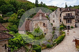 France, Lot, Saint-Cirq-Lapopie, labelled Les Plus Beaux Villages de France, 15th century fortified Roman church