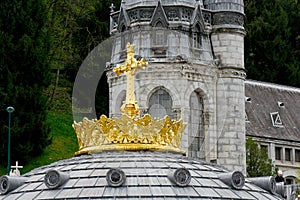 FRANCE, LOURDES. Crown at the Basilica in the sanctuary Lourdes