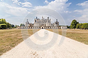 France. The main facade of the Chateau de Chambord, 1519 - 1547 years