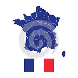 france map, flag colors, vector illustration on white background