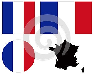 France map and flag - country in western Europe