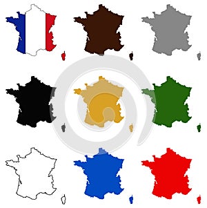 France map and flag - country in western Europe