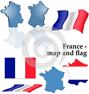 France - map and flag set