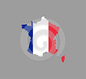 France map, flag on white background. Vector illustration.