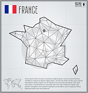 France map in geometric polygonal style. Polygonal abstract world